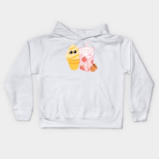 Kawaii japanese milk and cookies and ice cream Kids Hoodie